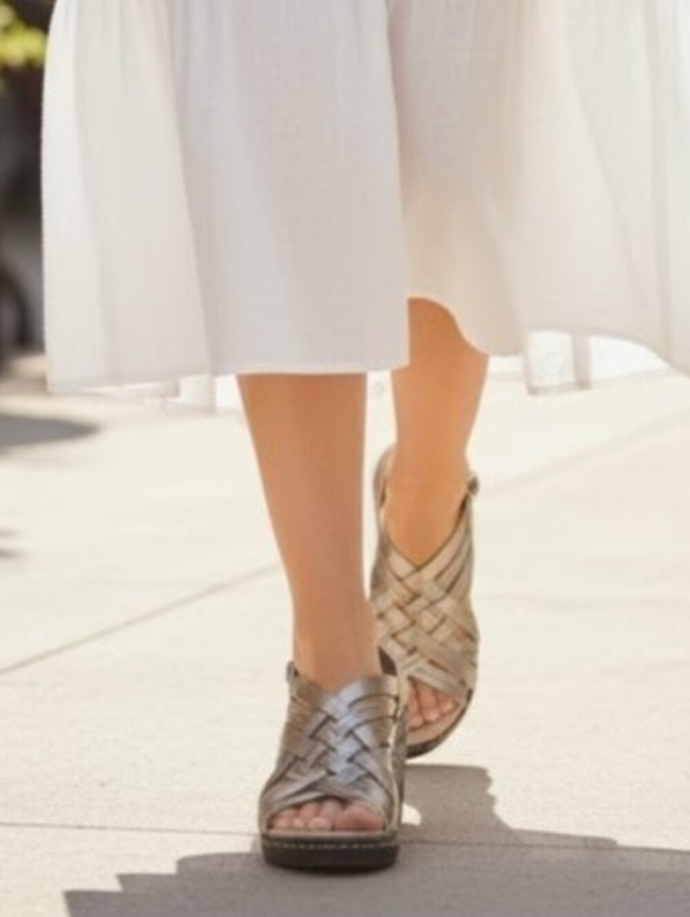 Clarks Pewter Lexi Carmen Woven Leather Wedge Sandals
